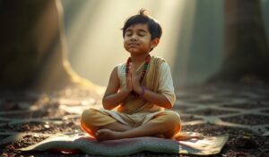 child doing meditation for peace